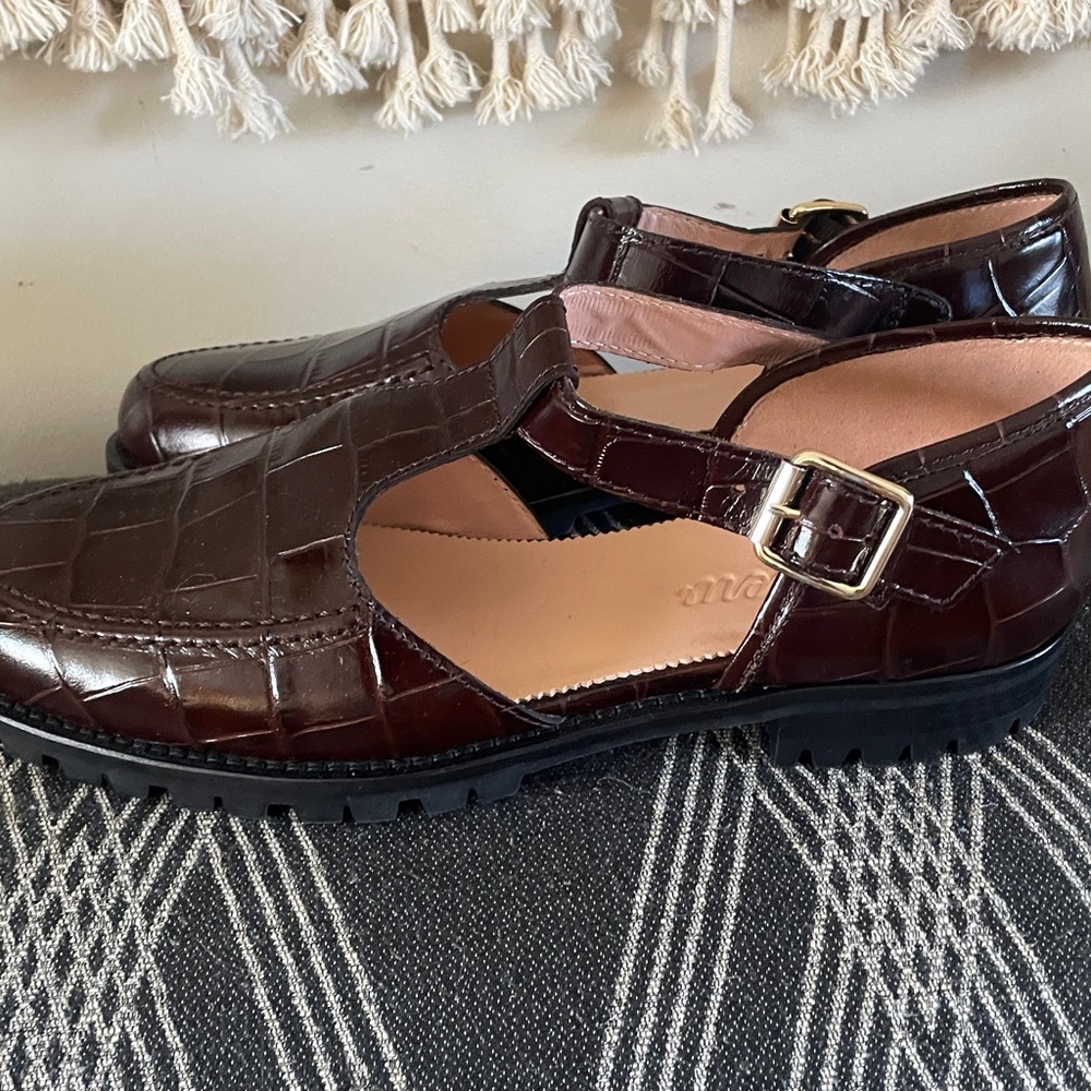 J. Crew Dark Brown Winona cutout loafers in Italian croc-embossed leather - Picture 4 of 5